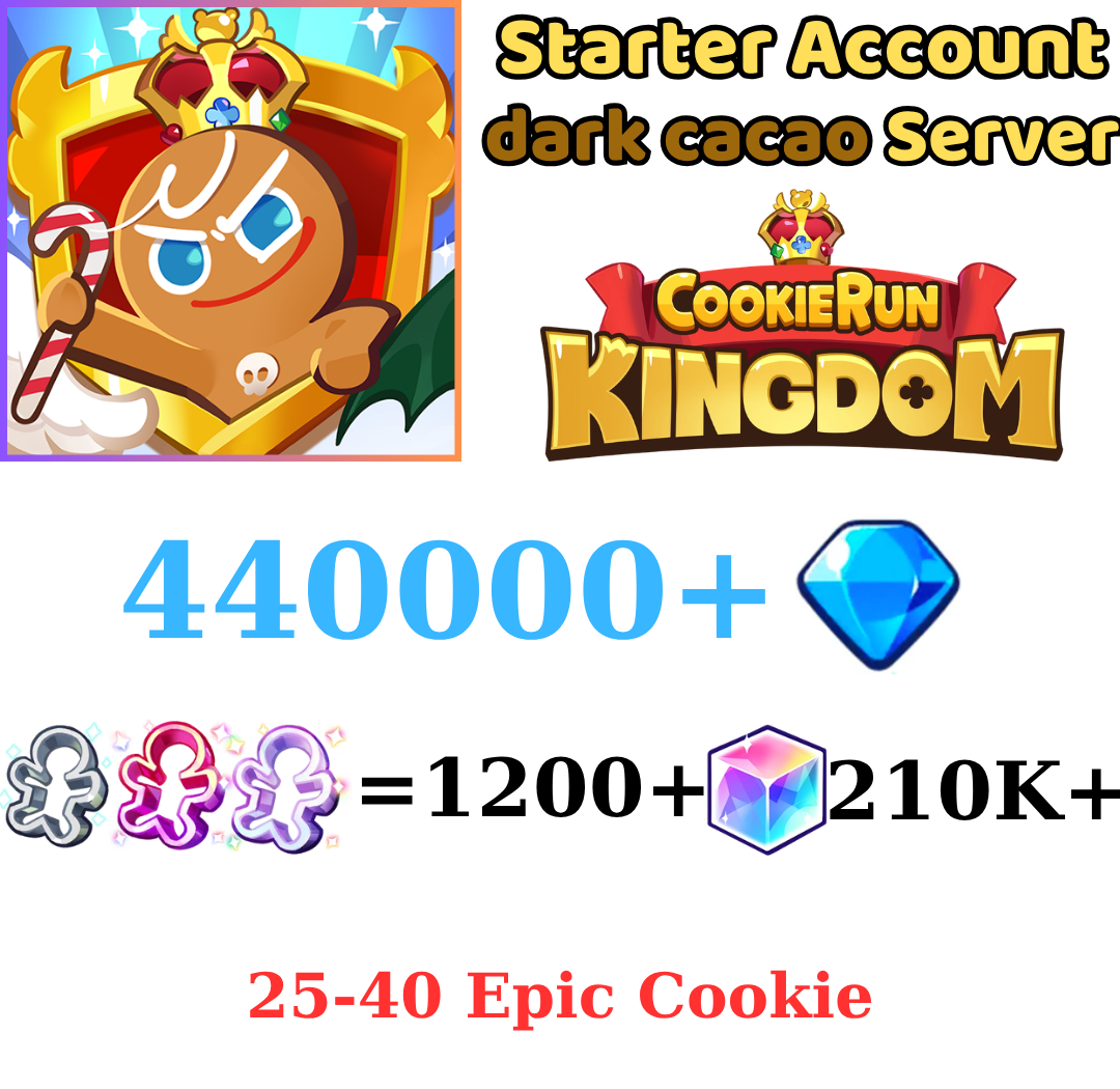 [GLOBAL/Darkcacao]440000+ Gems | Cookie Run: Kingdom Starter Reroll Account